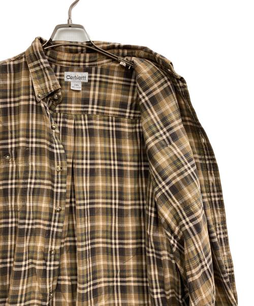 CarHartt（カーハート）CarHartt (カーハート) チェックシャツ ブラウン サイズ:2XLの古着・服飾アイテム