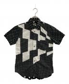 BLACK COMME des GARCONSブラックコムデギャルソン）の古着「ドットパッチワーク半袖シャツ」｜ブラック×ホワイト
