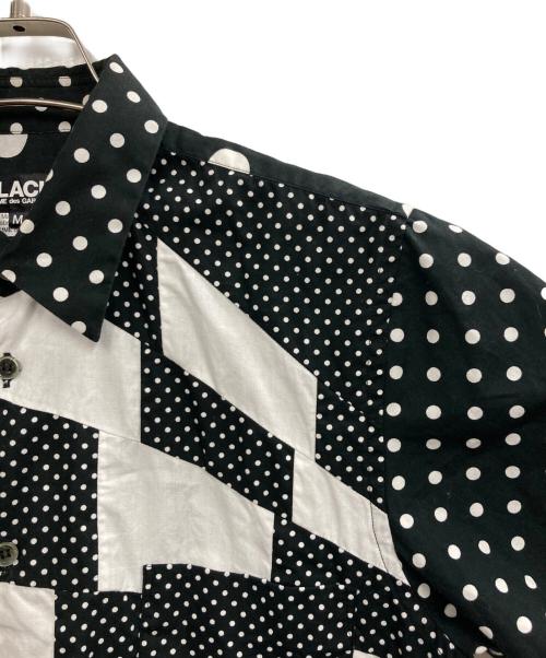 BLACK COMME des GARCONS（ブラックコムデギャルソン）BLACK COMME des GARCONS (ブラックコムデギャルソン) ドットパッチワーク半袖シャツ ブラック×ホワイト サイズ:Mの古着・服飾アイテム