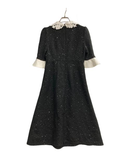 LeJa（レジャ）leja (レジャ) 花柄レースカラースパンコールAラインワンピースドレス ブラック サイズ:Sの古着・服飾アイテム