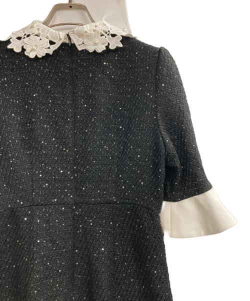 LeJa（レジャ）leja (レジャ) 花柄レースカラースパンコールAラインワンピースドレス ブラック サイズ:Sの古着・服飾アイテム