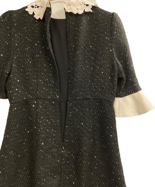 LeJa（レジャ）leja (レジャ) 花柄レースカラースパンコールAラインワンピースドレス ブラック サイズ:Sの古着・服飾アイテム