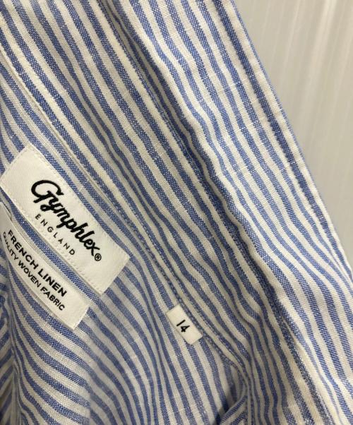 Gymphlex（ジムフレックス）Gymphlex (ジムフレックス) フランダーズリネン シャツワンピース ブルー サイズ:SIZE 14の古着・服飾アイテム