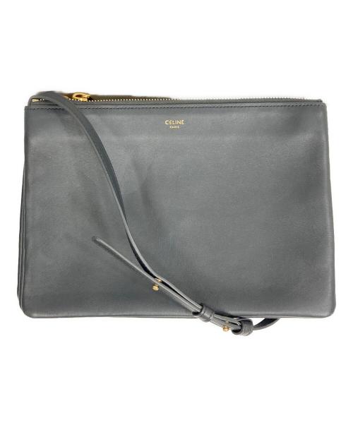 CELINE（セリーヌ）CELINE (セリーヌ) トリオ ラージ ショルダーバッグ グレーの古着・服飾アイテム