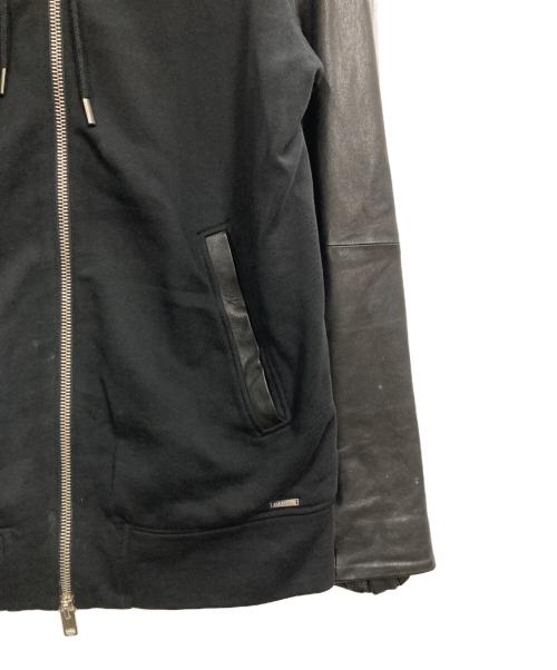 DIESEL（ディーゼル）DIESEL (ディーゼル) レザー切替ダブルジップパーカー ブラック サイズ:Lの古着・服飾アイテム