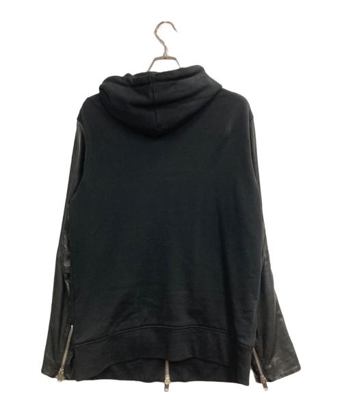 DIESEL（ディーゼル）DIESEL (ディーゼル) レザー切替ダブルジップパーカー ブラック サイズ:Lの古着・服飾アイテム