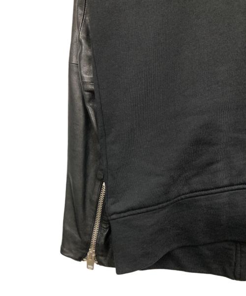 DIESEL（ディーゼル）DIESEL (ディーゼル) レザー切替ダブルジップパーカー ブラック サイズ:Lの古着・服飾アイテム