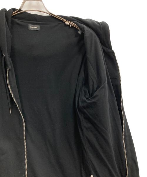 DIESEL（ディーゼル）DIESEL (ディーゼル) レザー切替ダブルジップパーカー ブラック サイズ:Lの古着・服飾アイテム