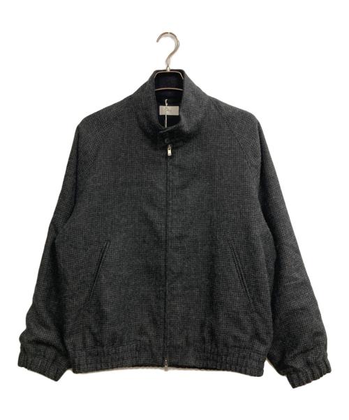 ATON（エイトン）ATON (エイトン) ALPACA HOUND TOOTH HARRINGTON JACKET グレー サイズ:46(04)の古着・服飾アイテム