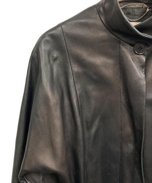 MaxMara（マックスマーラ）MaxMara (マックスマーラ) 5Bレザースタンドカラージャケット ブラック サイズ:40の古着・服飾アイテム