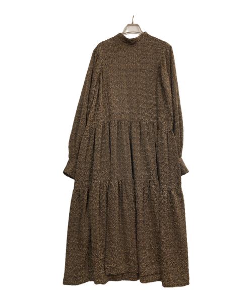 SUM1 STYLE（スミスタイル）SUM1 STYLE (スミスタイル) スタンドカラーティアードワンピース ドットワンピース ブラック サイズ:Fの古着・服飾アイテム