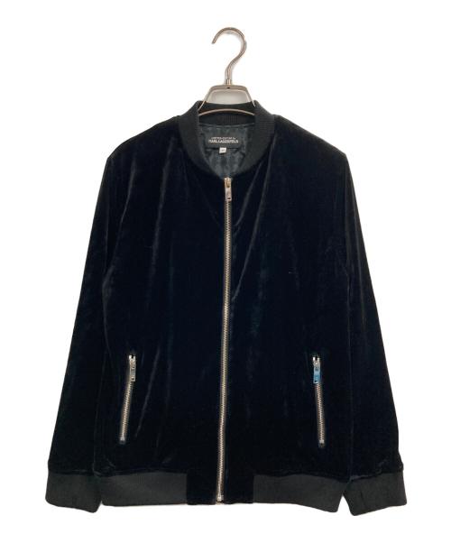 Karl Lagerfeld（カール ラガーフェルド）KARL LAGERFELD (カール ラガーフェルド) ベロアジャケット ブラック サイズ:40の古着・服飾アイテム