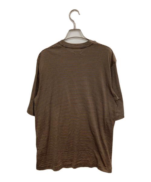 MAATEE&SONS（マーティーアンドサンズ）MAATEE&SONS (マーティーアンドサンズ) SILK POCKET TEE(シルクポケットティー) ネイビー×イエロー サイズ:2の古着・服飾アイテム