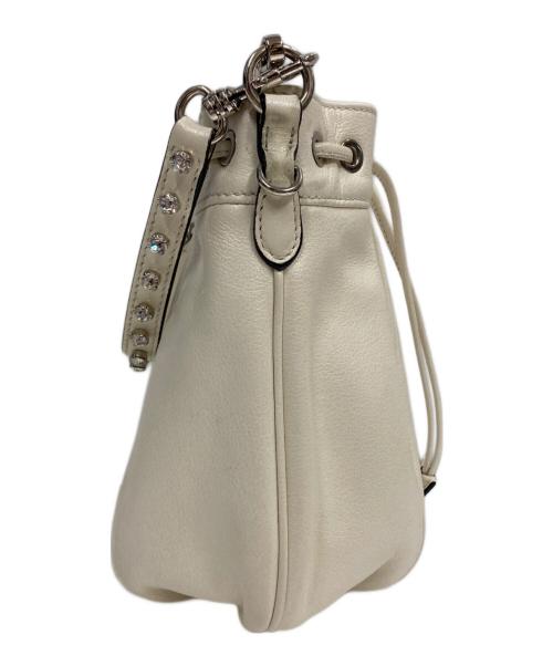 MIU MIU（ミュウミュウ）MIU MIU (ミュウミュウ) レザー タッセル 巾着 2WAYショルダーバッグ ホワイトの古着・服飾アイテム