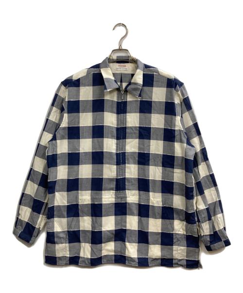 NICENESS（ナイスネス）NICENESS (ナイスネス) GIGLIロングジッププルオーバーシャツ ホワイト×ブルー サイズ:Mの古着・服飾アイテム