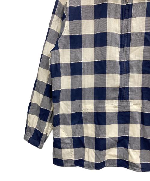 NICENESS（ナイスネス）NICENESS (ナイスネス) GIGLIロングジッププルオーバーシャツ ホワイト×ブルー サイズ:Mの古着・服飾アイテム