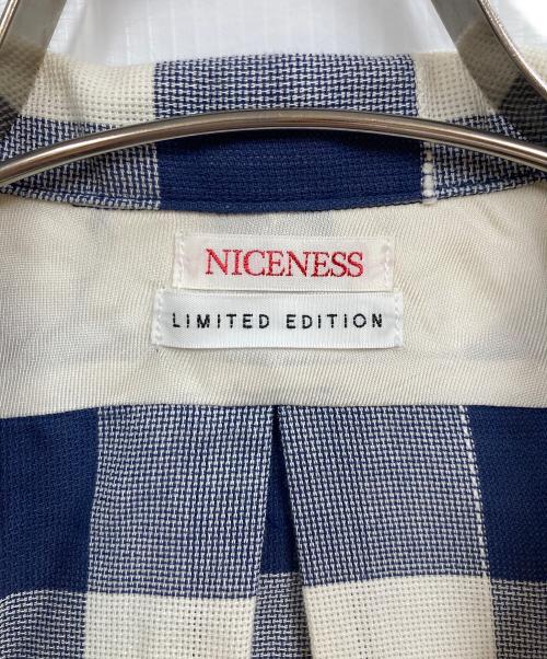 NICENESS（ナイスネス）NICENESS (ナイスネス) GIGLIロングジッププルオーバーシャツ ホワイト×ブルー サイズ:Mの古着・服飾アイテム