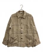 ANCELLMアンセルム）の古着「DRAWING CHECK LINEN COVERALL」｜ベージュ