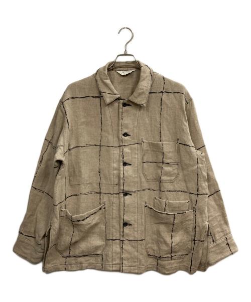 ANCELLM（アンセルム）ANCELLM (アンセルム) DRAWING CHECK LINEN COVERALL ベージュ サイズ:2の古着・服飾アイテム