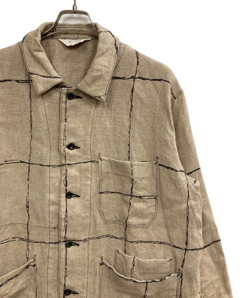 ANCELLM（アンセルム）ANCELLM (アンセルム) DRAWING CHECK LINEN COVERALL ベージュ サイズ:2の古着・服飾アイテム