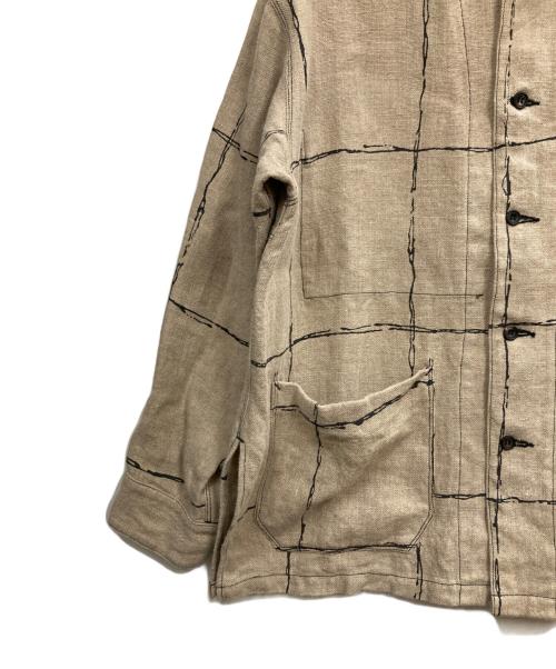 ANCELLM（アンセルム）ANCELLM (アンセルム) DRAWING CHECK LINEN COVERALL ベージュ サイズ:2の古着・服飾アイテム