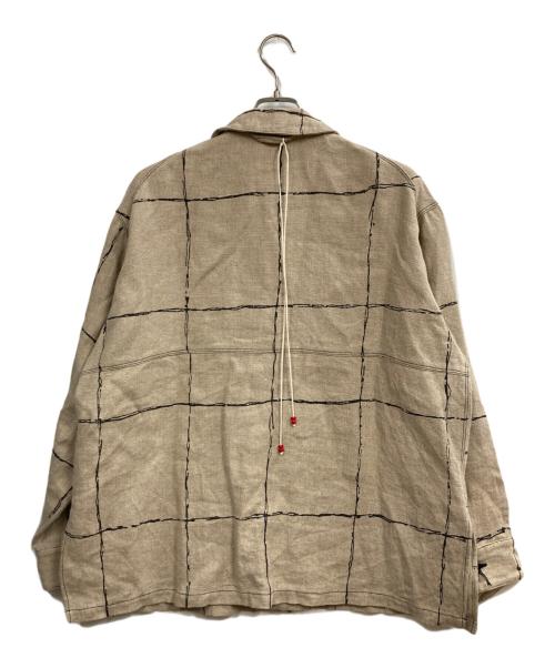 ANCELLM（アンセルム）ANCELLM (アンセルム) DRAWING CHECK LINEN COVERALL ベージュ サイズ:2の古着・服飾アイテム