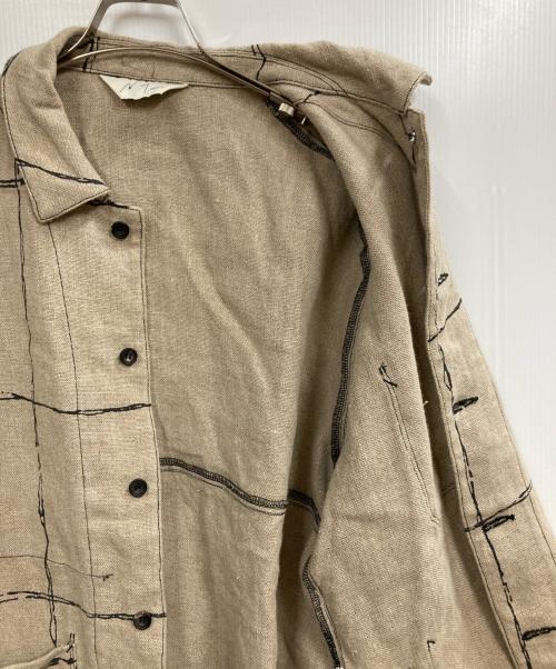 ANCELLM（アンセルム）ANCELLM (アンセルム) DRAWING CHECK LINEN COVERALL ベージュ サイズ:2の古着・服飾アイテム
