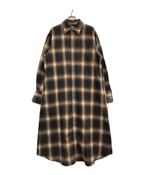 THE SHINZONE（ザ シンゾーン）THE SHINZONE (ザ シンゾーン) CHECK SHIRT DRESS ブラウン サイズ:36の古着・服飾アイテム