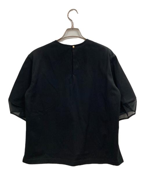 DRAWER（ドゥロワー）Drawer (ドゥロワー) シアースリーブ カットソー ブラック サイズ:1の古着・服飾アイテム