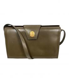 CELINE（セリーヌ）の古着「ゴールドエンブレムショルダーバッグ」｜オリーブ
