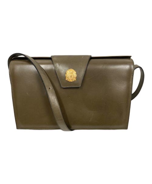 CELINE（セリーヌ）CELINE (セリーヌ) ゴールドエンブレムショルダーバッグ オリーブの古着・服飾アイテム