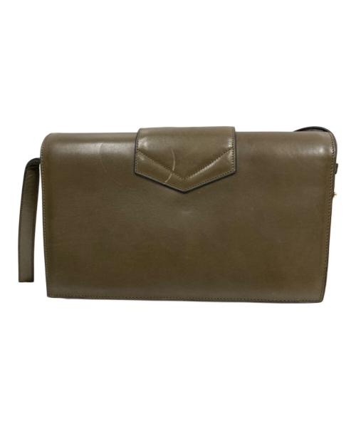 CELINE（セリーヌ）CELINE (セリーヌ) ゴールドエンブレムショルダーバッグ オリーブの古着・服飾アイテム