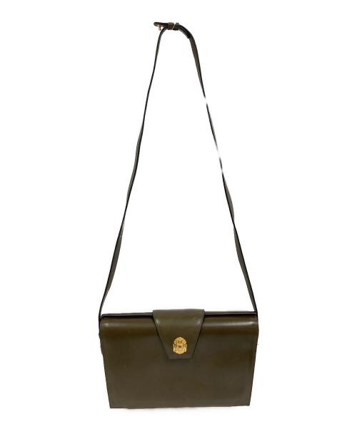 CELINE（セリーヌ）CELINE (セリーヌ) ゴールドエンブレムショルダーバッグ オリーブの古着・服飾アイテム