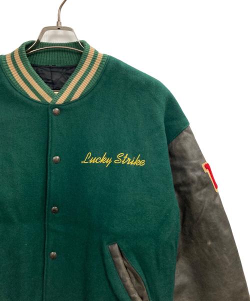 Roots（ルーツ）Roots (ルーツ) 袖レザースタジャン グリーン サイズ:Lの古着・服飾アイテム