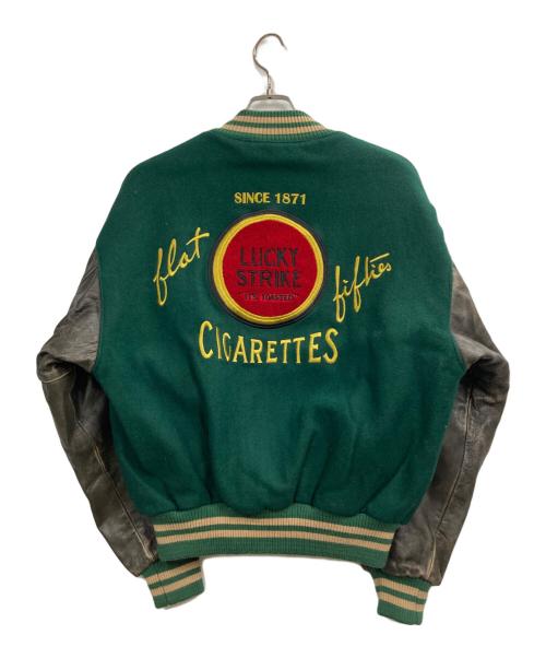 Roots（ルーツ）Roots (ルーツ) 袖レザースタジャン グリーン サイズ:Lの古着・服飾アイテム
