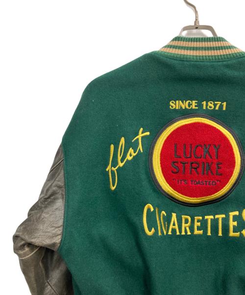 Roots（ルーツ）Roots (ルーツ) 袖レザースタジャン グリーン サイズ:Lの古着・服飾アイテム