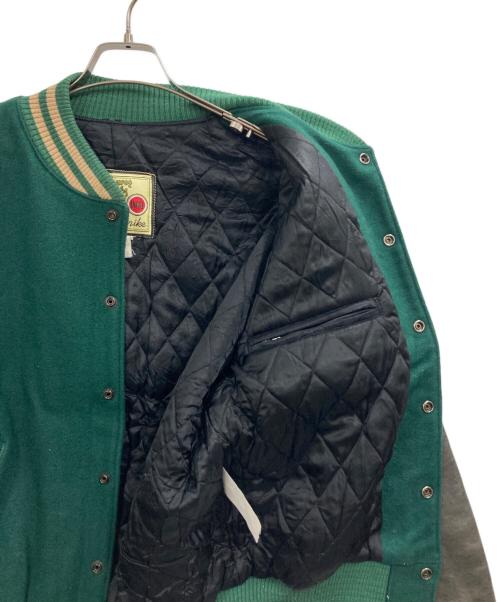 Roots（ルーツ）Roots (ルーツ) 袖レザースタジャン グリーン サイズ:Lの古着・服飾アイテム
