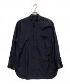 COMOLIコモリ）の古着「WOOL SILK PULLOVER SHIRT」｜ネイビー