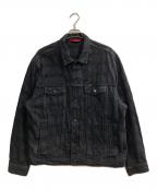 SUPREMEシュプリーム）の古着「21SS Frayed Logos Denim Trucker Jacket」｜ブラック