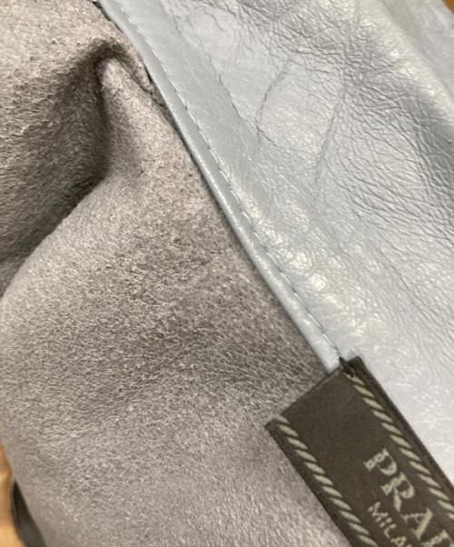 PRADA（プラダ）PRADA (プラダ) レザーオープンカラーシャツ ブルー×アイボリー サイズ:48の古着・服飾アイテム