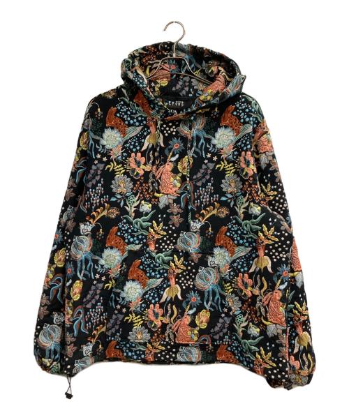 ZARA（ザラ）ZARA (ザラ) ジャガード プルオーバー総柄刺繍パーカー ブラック サイズ:XLの古着・服飾アイテム