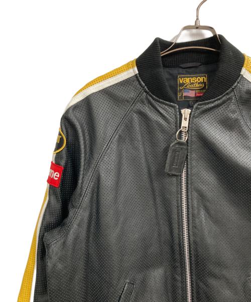 VANSON（バンソン）VANSON (バンソン) Supreme (シュプリーム) Perforated Bomber Jacket ブラック サイズ:Lの古着・服飾アイテム