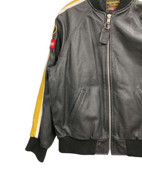 VANSON（バンソン）VANSON (バンソン) Supreme (シュプリーム) Perforated Bomber Jacket ブラック サイズ:Lの古着・服飾アイテム