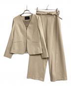 green label relaxingグリーンレーベルリラクシング）の古着「ダブルクロス ノーラペル セットアップ」｜ベージュ