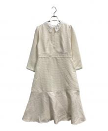tocco closet（トッコ）の古着「２ＷＡＹレース襟付きラインレース×ツイードワンピース」｜アイボリー