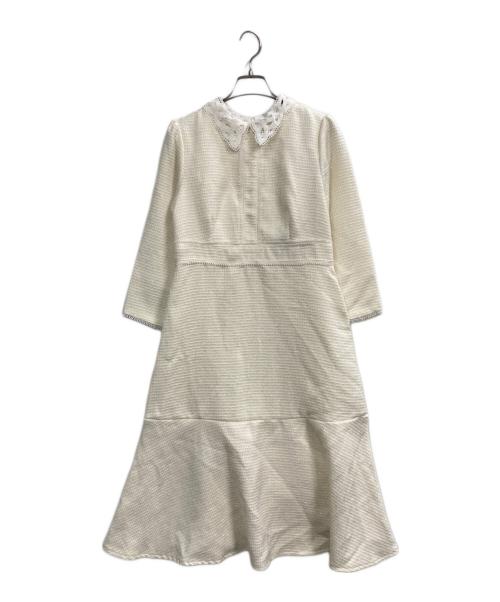 tocco closet（トッコ）tocco closet (トッコ) ２ＷＡＹレース襟付きラインレース×ツイードワンピース アイボリー サイズ:M 未使用品の古着・服飾アイテム