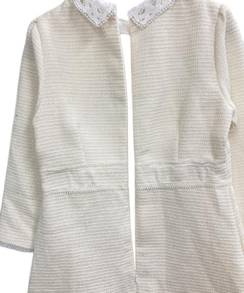 tocco closet（トッコ）tocco closet (トッコ) ２ＷＡＹレース襟付きラインレース×ツイードワンピース アイボリー サイズ:M 未使用品の古着・服飾アイテム