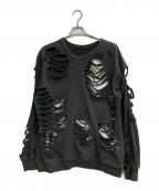 JUN/NAKAYAMAジュン ナカヤマ）の古着「DISTRESSED CREWNECK」｜ブラック