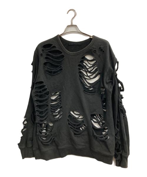 JUN/NAKAYAMA（ジュン ナカヤマ）JUN/NAKAYAMA (ジュン ナカヤマ) DISTRESSED CREWNECK ブラック サイズ:S/Mの古着・服飾アイテム