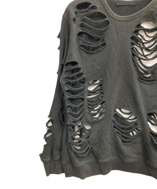 JUN/NAKAYAMA（ジュン ナカヤマ）JUN/NAKAYAMA (ジュン ナカヤマ) DISTRESSED CREWNECK ブラック サイズ:S/Mの古着・服飾アイテム